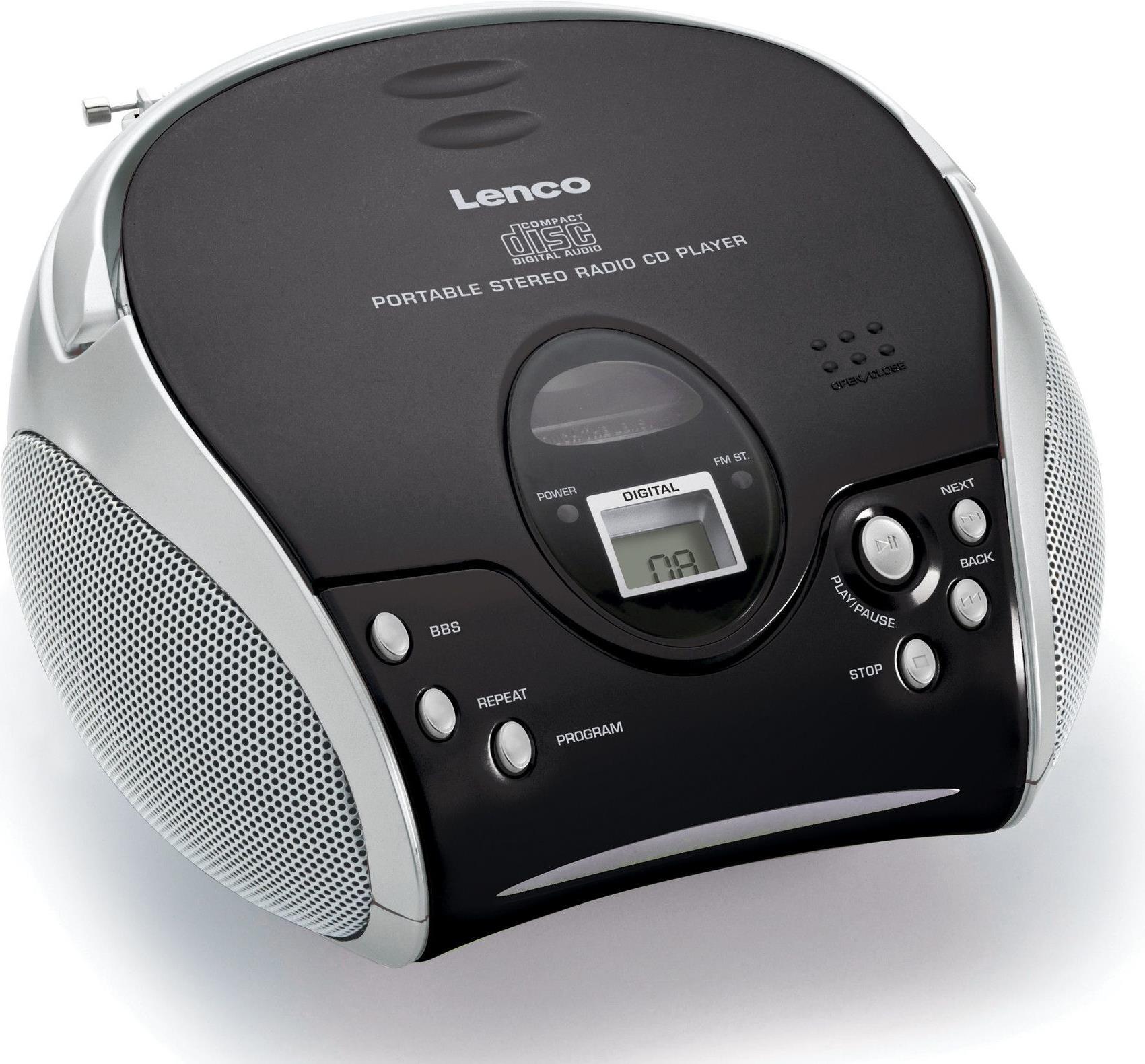 Lenco SCD-24 - Digital - FM - 87.5 - 108 MHz - Spieler - CD - zufällig - Wiederholung - Wiederhole alle (SCD-24 Schwarz/Silber)