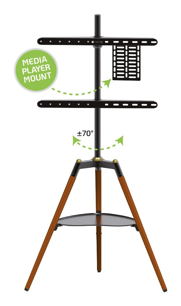 TECHly ICA-TR58 TV-Standfuß mit Ablage und Dreibein für 32"–65" Braun/Schwarz