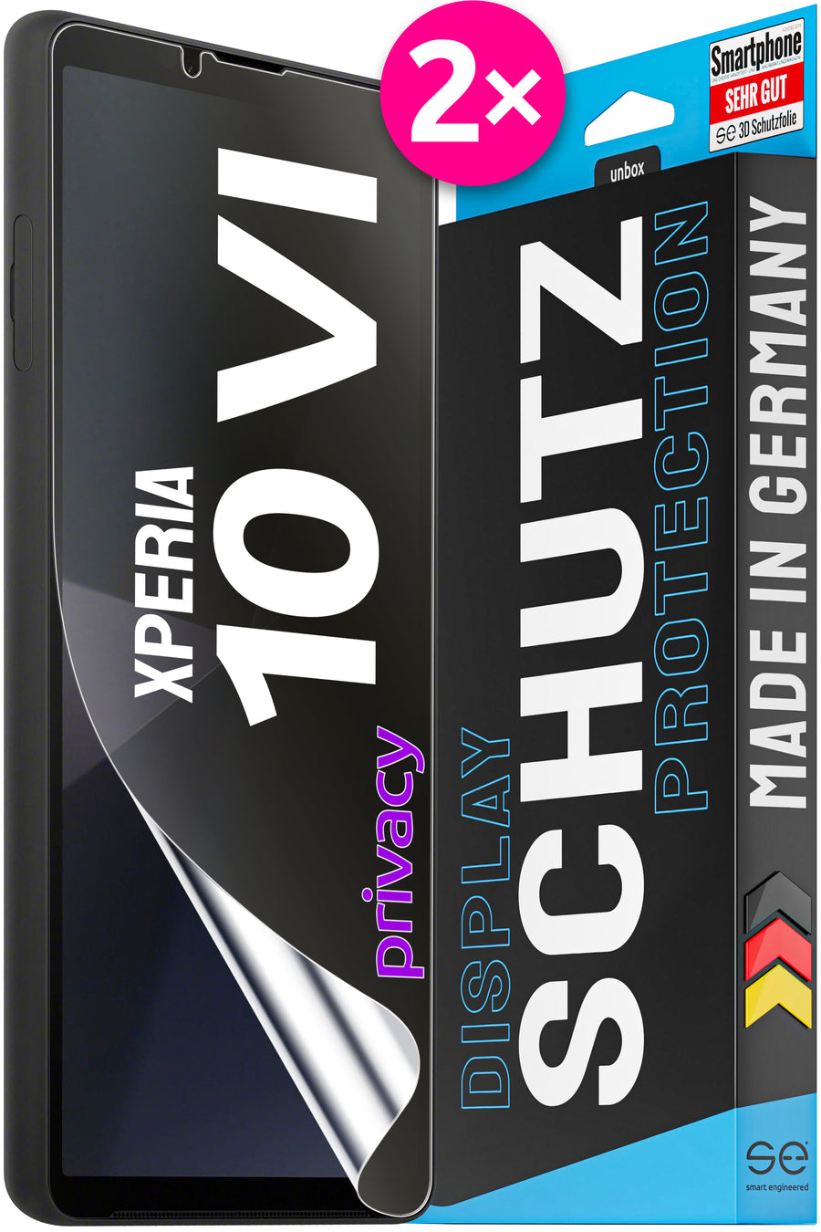 smart.engineered SE 3D Displayschutzfolie mit Blickschutz für Sony Xperia 10VI 6.1" Transparent