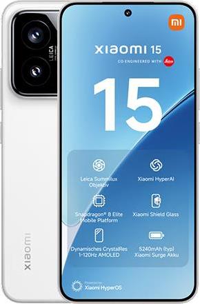 Xiaomi 15 512GB Weiß 16,15cm (6,36") AMOLED Display, Android 15, 50MP Triple-Kamera [Energieklasse A] (MZB0IU5EU) (B-Ware)