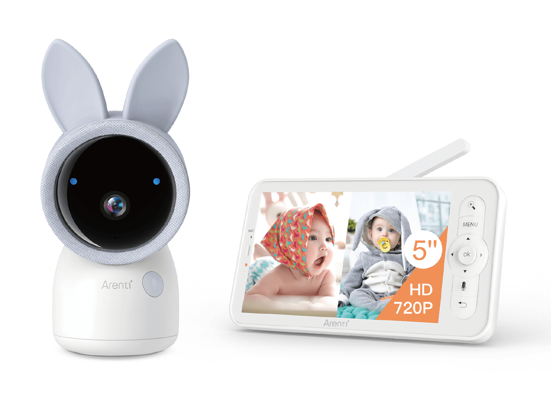 Arenti AINanny A4 Kit Plus IP-Kamera 4MP WLAN Indoor PTZ Nachtsicht Grau/Weiß