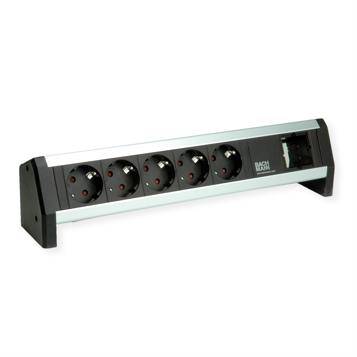 Bachmann DESK 1 Steckdosenleiste 5x Schutzkontakt GST18 Aluminium 366 mm Edelstahl