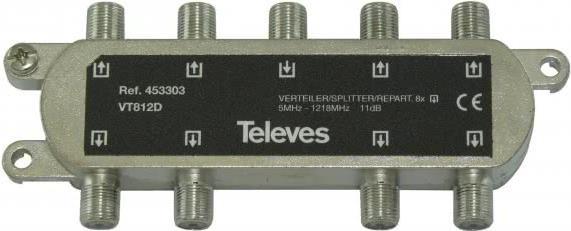 Televes VT812D 8-fach Verteiler 5-1000MHz VD:12dB 453303 (VT812D)