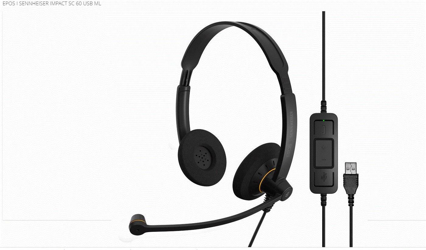 EPOS IMPACT SC 60 USB ML On-Ear Headset Stereo USB Schwarz mit orangefarbenen Akzenten