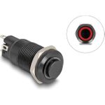 Delock Druckschalter zum Einbau schwarz 12 mm 12 V 4 x Lötanschluss LED rot (22014)