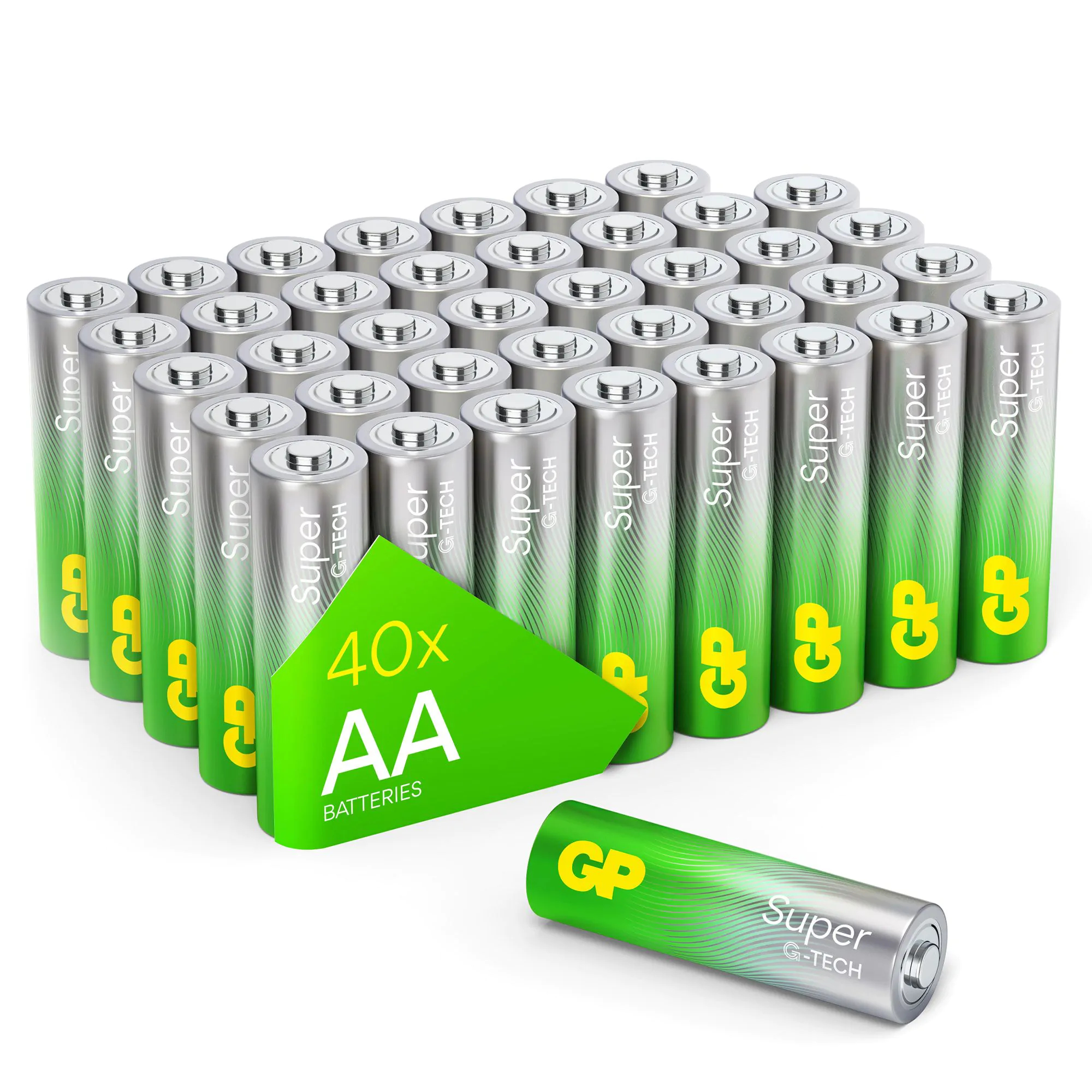 GP Super AA 1,5 V Alkalische Einwegbatterie 40 Stück Grün, Grau