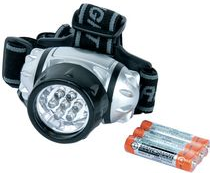 BRÜDER MANNESMANN LED-Stirnlampe, schwenkbar, mit 7 LEDs in Blisterverpackung, 3 Leuchtstärken: 1, 3 oder 7 LEDs, - 1 Stück (M30640)