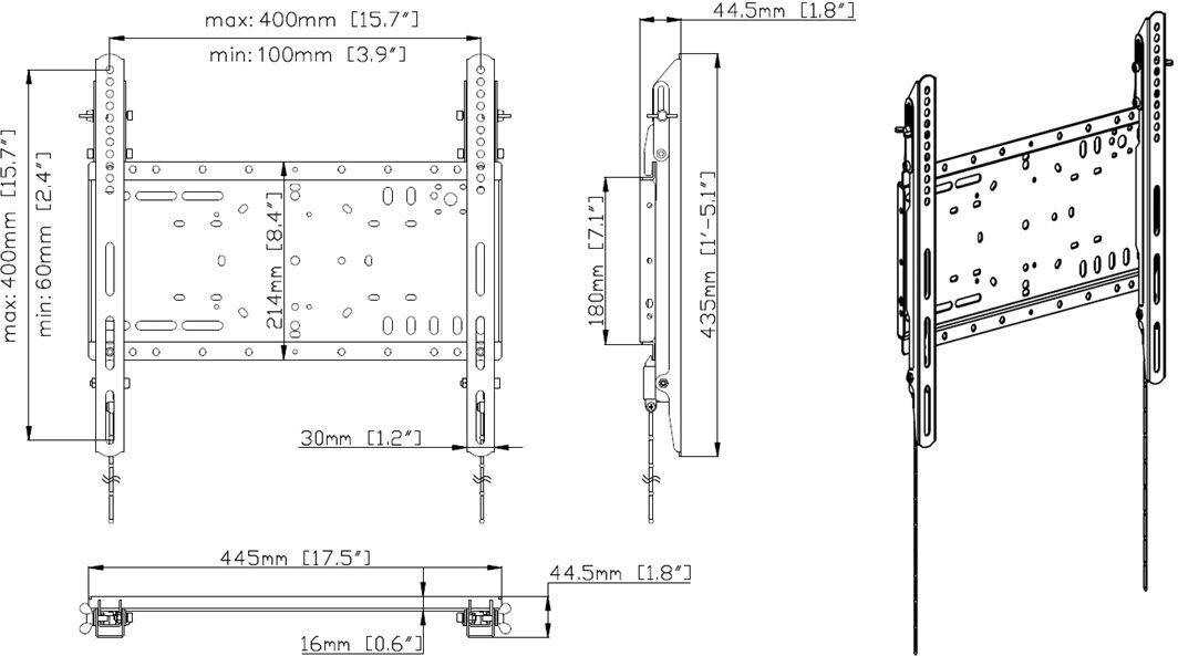 VISION Professional VFM-W4X4T Neigbare Flachbildschirm-Wandhalterung 37-60" 100 kg Schwarz