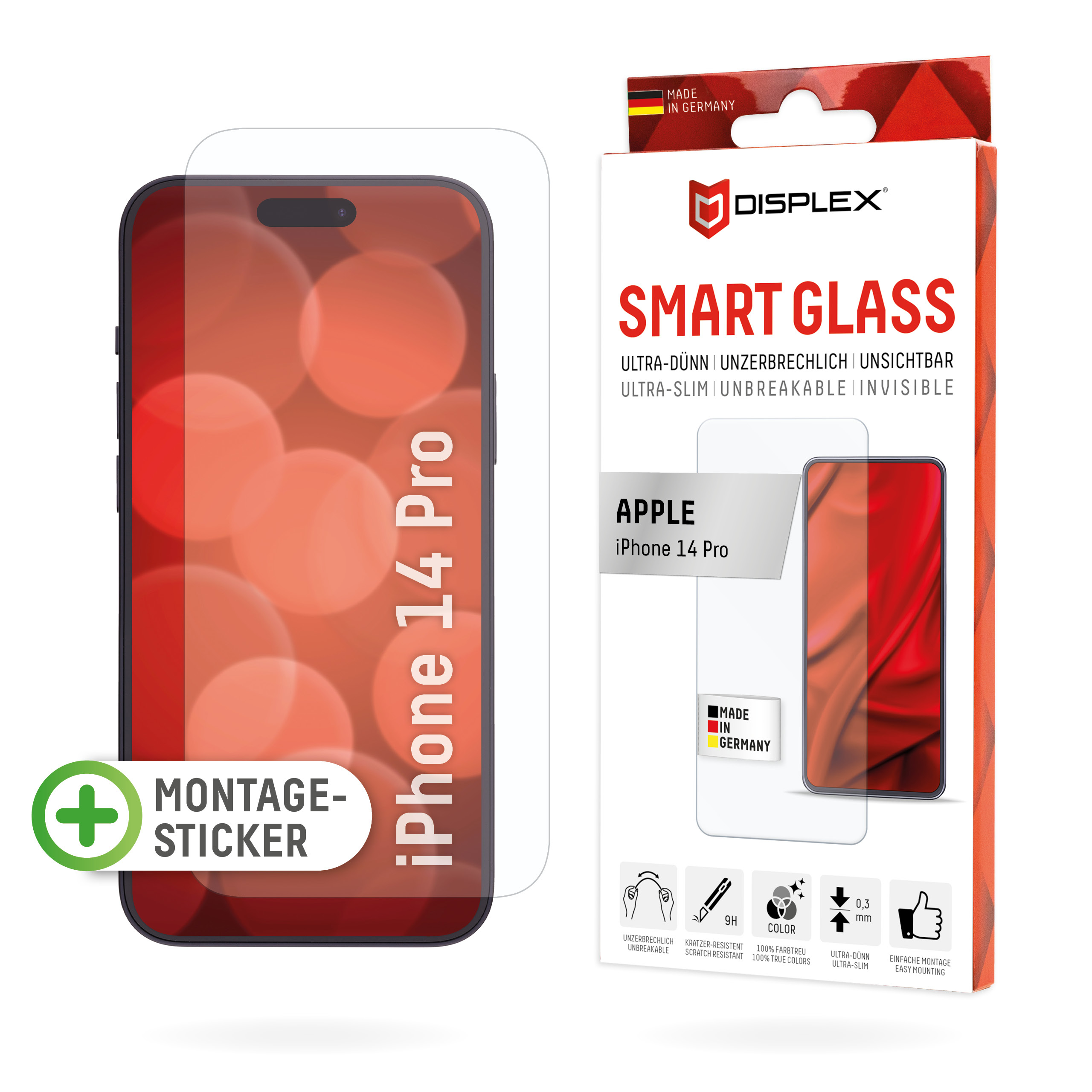Displex Smart Glass Bildschirmschutz für Apple iPhone 14 Pro 6,1" Transparent