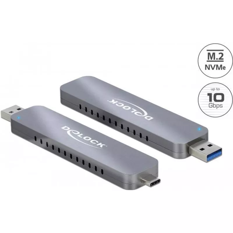 Delock Externes Gehäuse für M.2 NVMe PCIe SSD mit USB Type-C™ und Typ-A Stecker (42616) (geöffnet)