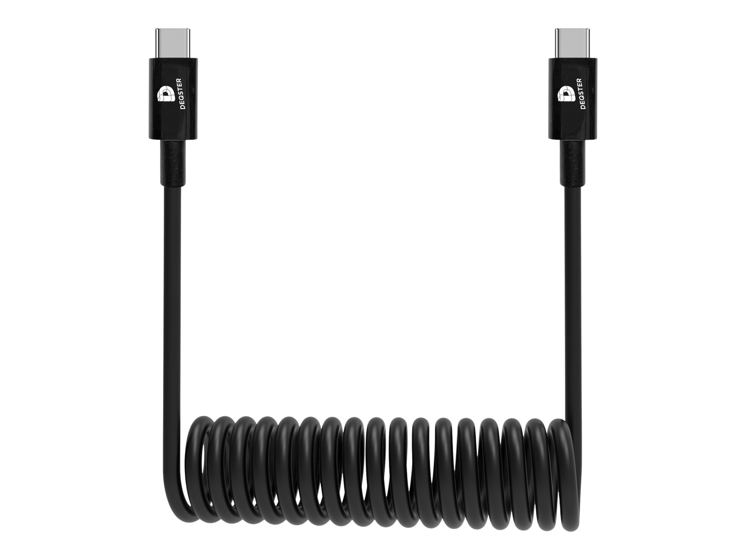 DEQSTER Spiralkabel USB-C auf USB-C 0,8 m Schwarz