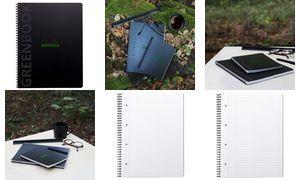 RHODIA Collegeblock GREENBOOK, DIN A4+, kariert, schwarz Umschlag aus 100% recyceltem und wiederverwertbarem - 1 Stück (119912C)