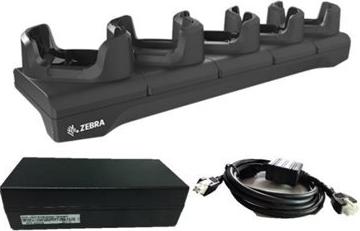 ZEBRA KIT : Five-slot cradle kit to charge TC53 / TC58, TC53e / TC58e / TC53e-RFID devices, Includes five pre-installed five grey shims for devices with a boot, power supply, and DC cable, (CRD-NGTC5B-5SC5D)