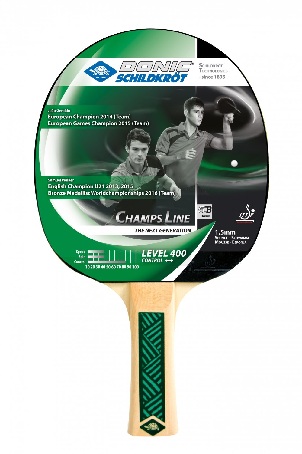 DONIC SCHILDKRÖT Tischtennisschläger "Champs Line 400 FSC" Einsteiger-Serie, 5-faches Spezial-Sperrholz, Jade Belag - 1 Stück (705142)