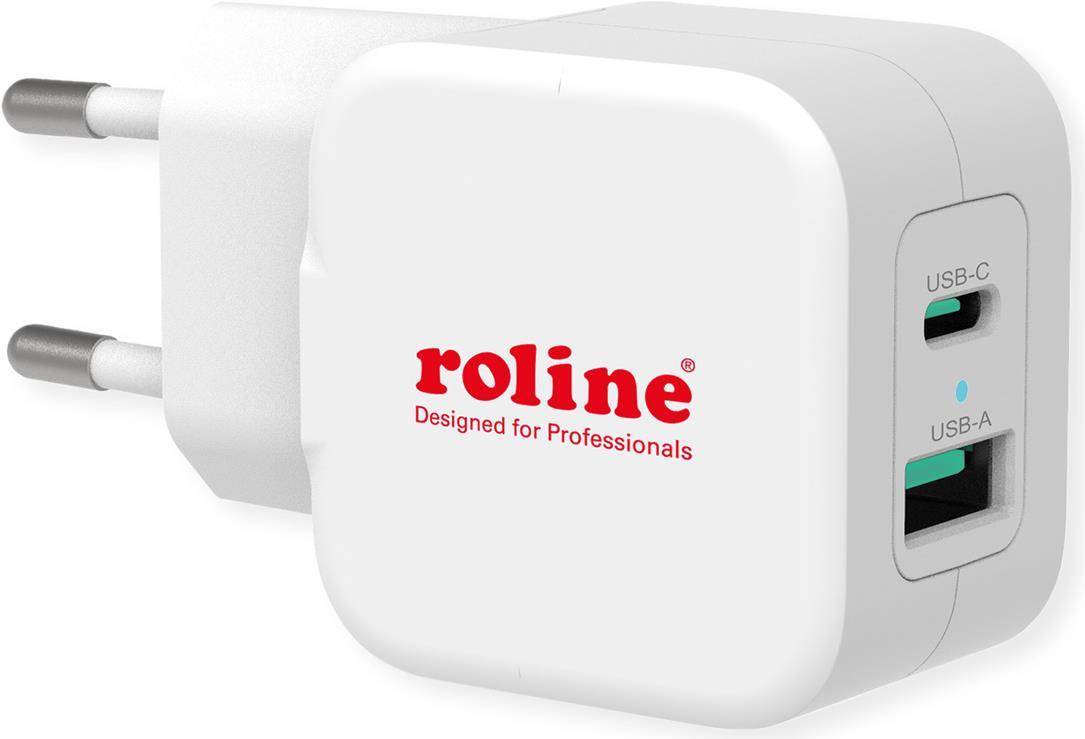 ROLINE USB Charger mit Euro-Stecker, 2 Port (1x QC3.0 A + 1x C PD), 20W (19.11.1052)