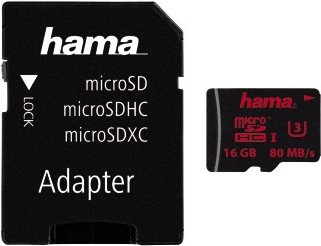 Hama microSDHC 16GB UHS Speed Class 3 UHS-I 80MB/s (00123980)
