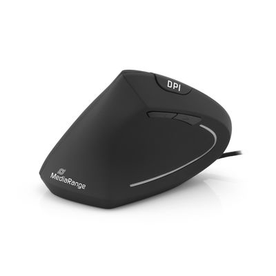 MediaRange MROS231 Vertikale Maus Ergonomisch für Linkshänder USB 2.0 Schwarz
