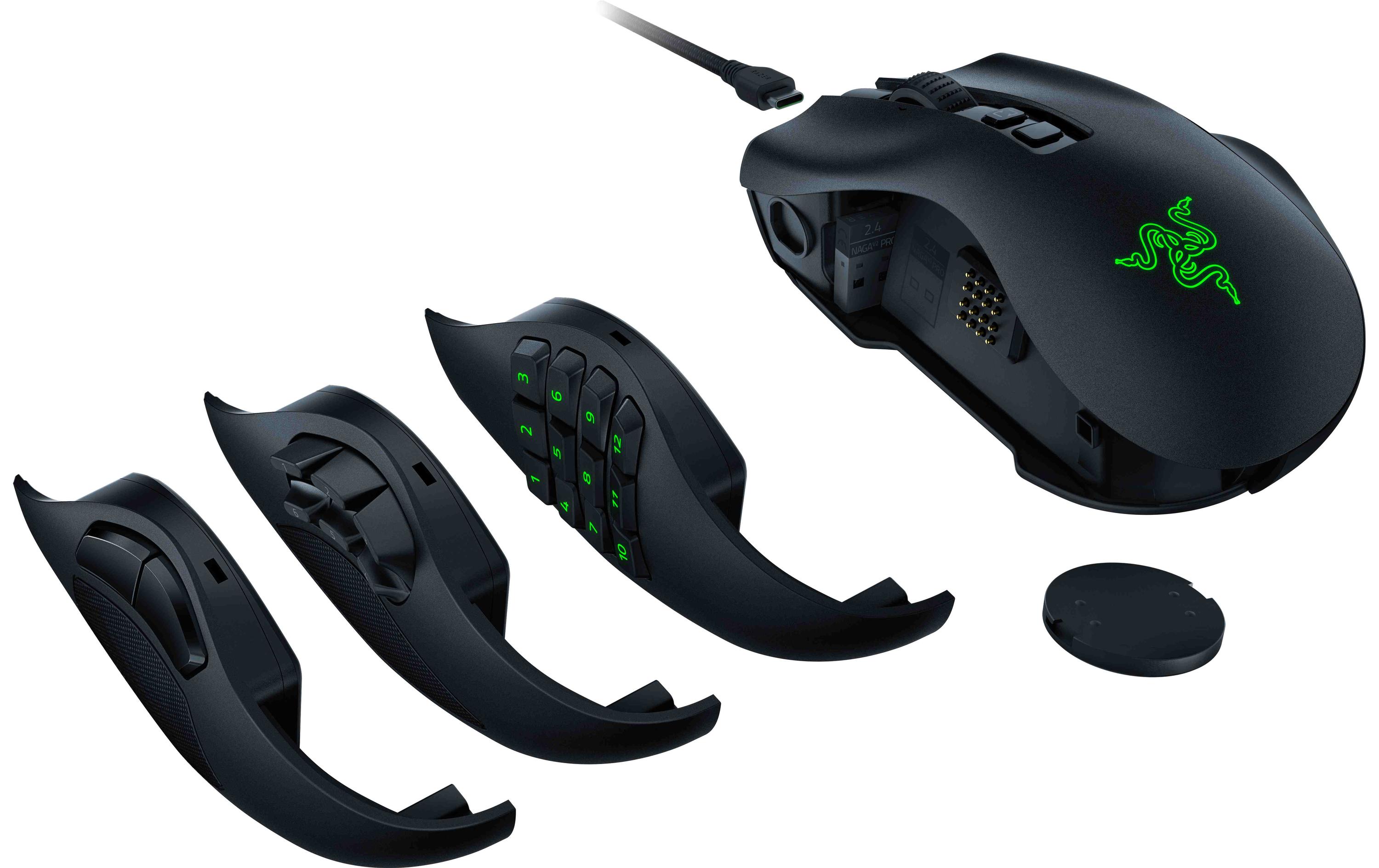 Razer Naga V2 Pro Gaming-Maus Optisch 30000 DPI Kabellos USB-C Bluetooth Schwarz