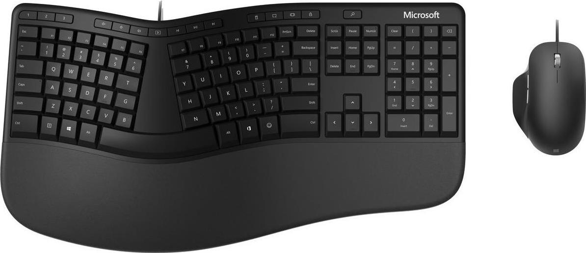 Microsoft Ergonomic Desktop Tastatur Maus enthalten Büro USB QWERTY Nordisch Schwarz (RJU-00009) (geöffnet)