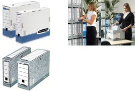 Fellowes Archiv-Schachtel R-Kive PRIMA, weiß-blau (B)100 mm aus 100% recycelter Karton, zu 100% wiederverwertbar (0026501)
