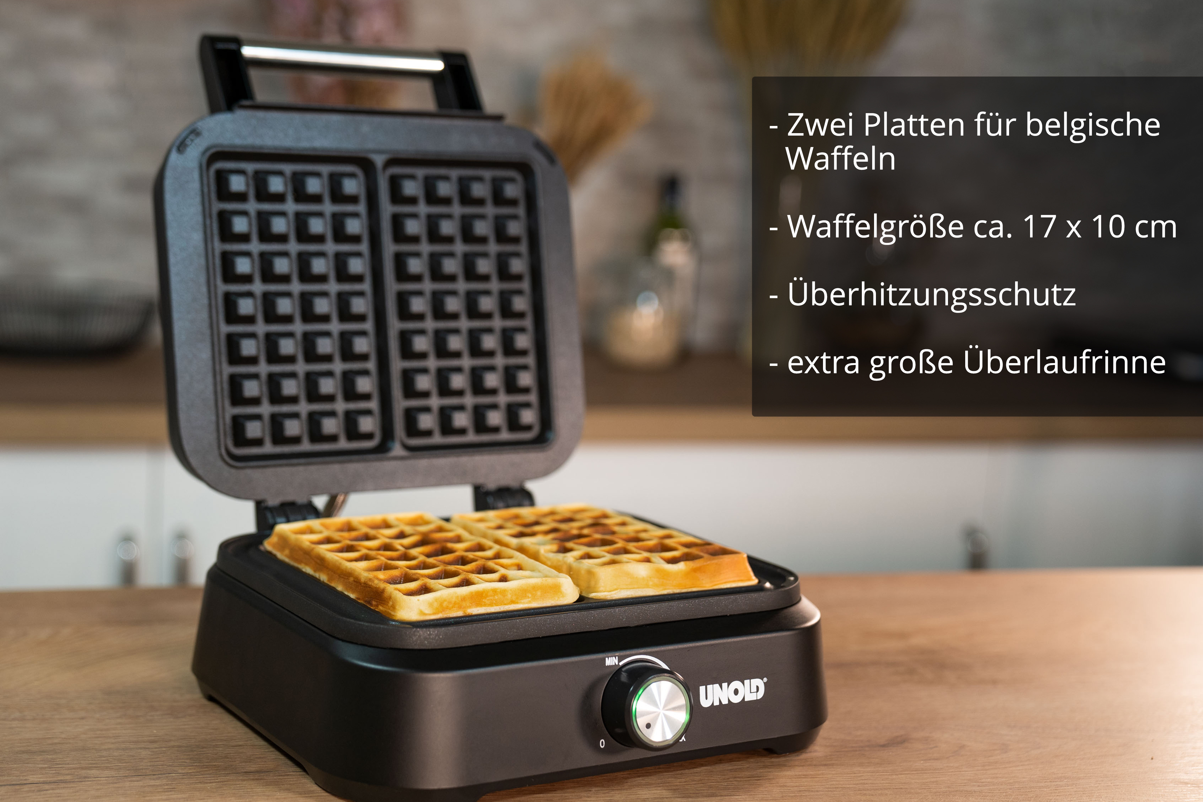 Unold Brüssel 48275 Doppel-Waffeleisen für belgische Waffeln 1500 W Schwarz