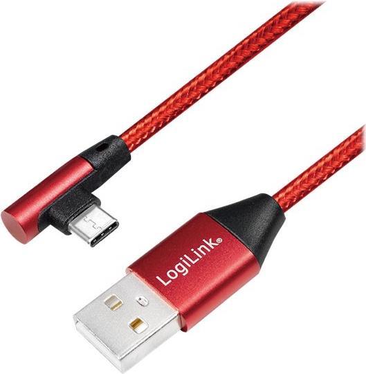 Logilink USB-Kabel USB-C (M) gewinkelt bis USB (M) gerade (CU0145)