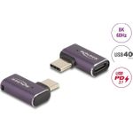 Delock USB-Adapter 24 pin USB-C (M) links/rechts abgewinkelt zu 24 pin USB-C (W) (60287)