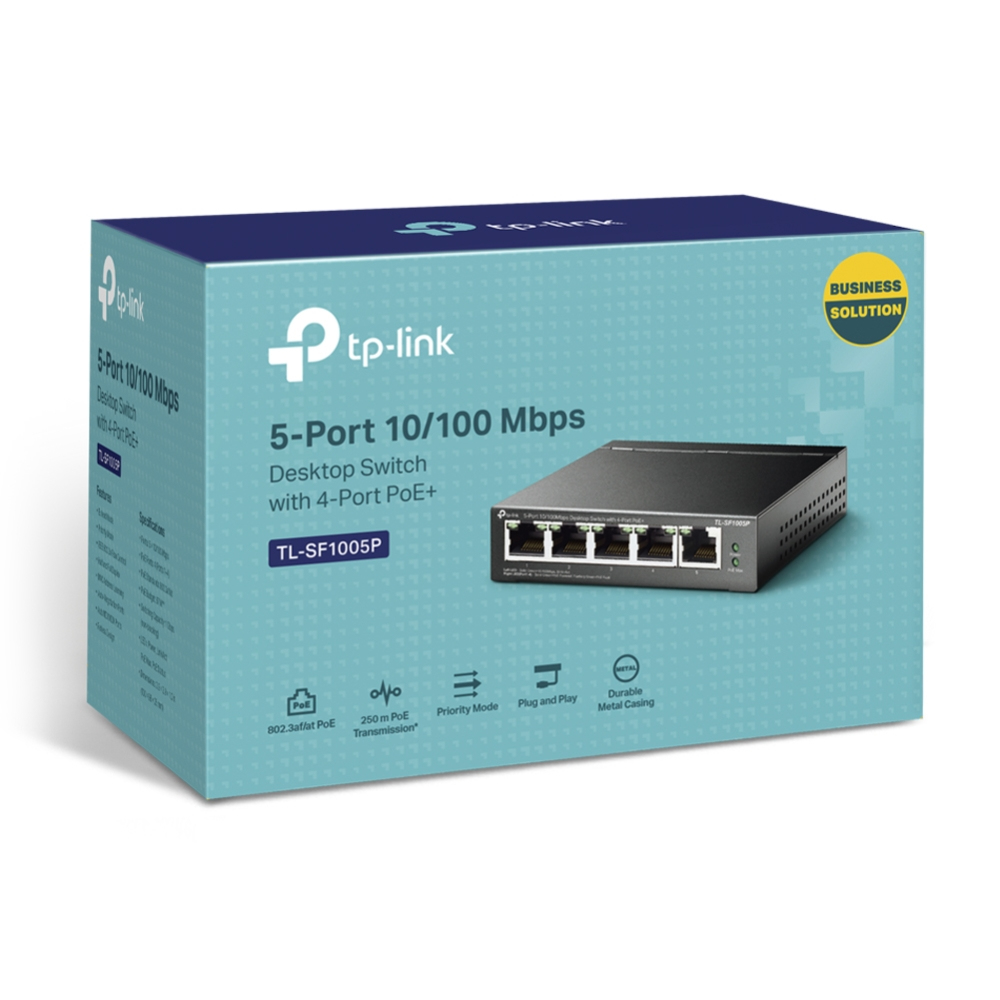 TP-Link TL-SF1005P 5-Port 10/100 Switch 4x PoE Schwarz