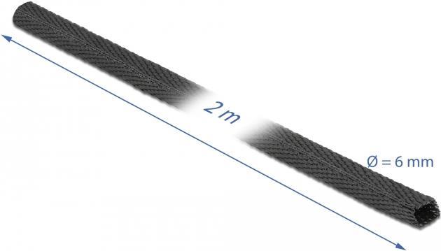 Delock - Schrumpfschlauch - Gewebe, Schrumpfungsrate 2:1 - 2,0m - Schwarz (20791)
