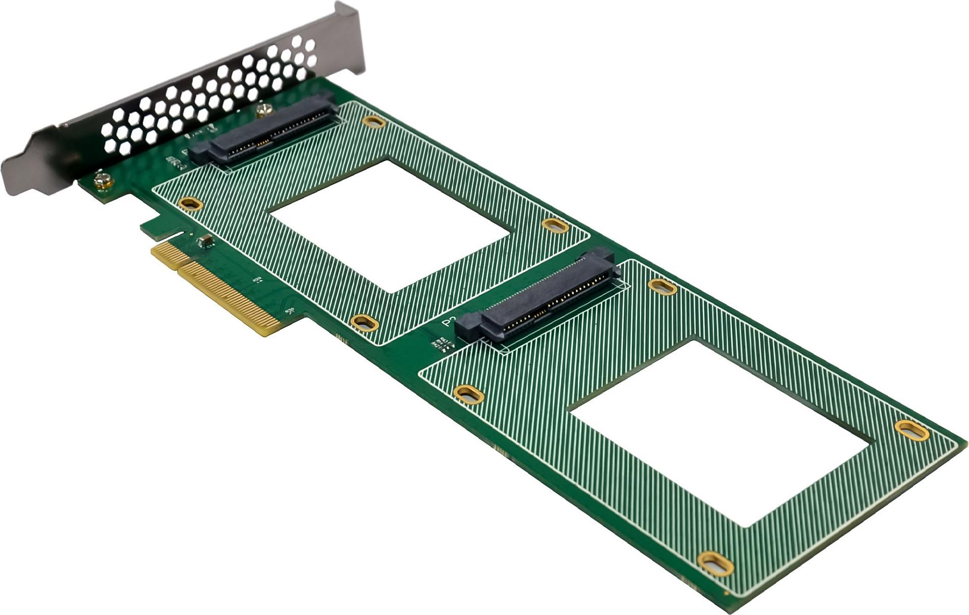 InLine PCIe-Karte zu 2x intern U.2 NVMe SFF-8639 Bifurcation x8