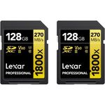 Lexar SDXC 128GB Professional 1800x UHS-II U3 ( 180/270 MB/s ) - 2 pack (LSD1800128G-B2NNG)