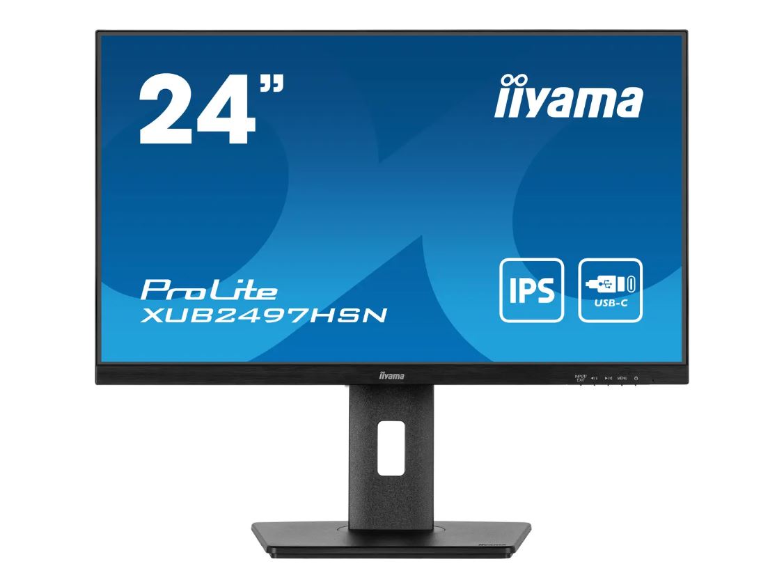 iiyama 24" IPS-panel, 1920x1080, USB-C Dock (65W, LAN, DP-OUT, USB3x3.2+1xC(7,5W)) 15cm Height Adj. Stand, 1ms, 250cd/m², Speakers, USB-C, HDMI, DisplayPort (23,8" VIS) [Energieklasse E] (XUB2497HSN-B1)