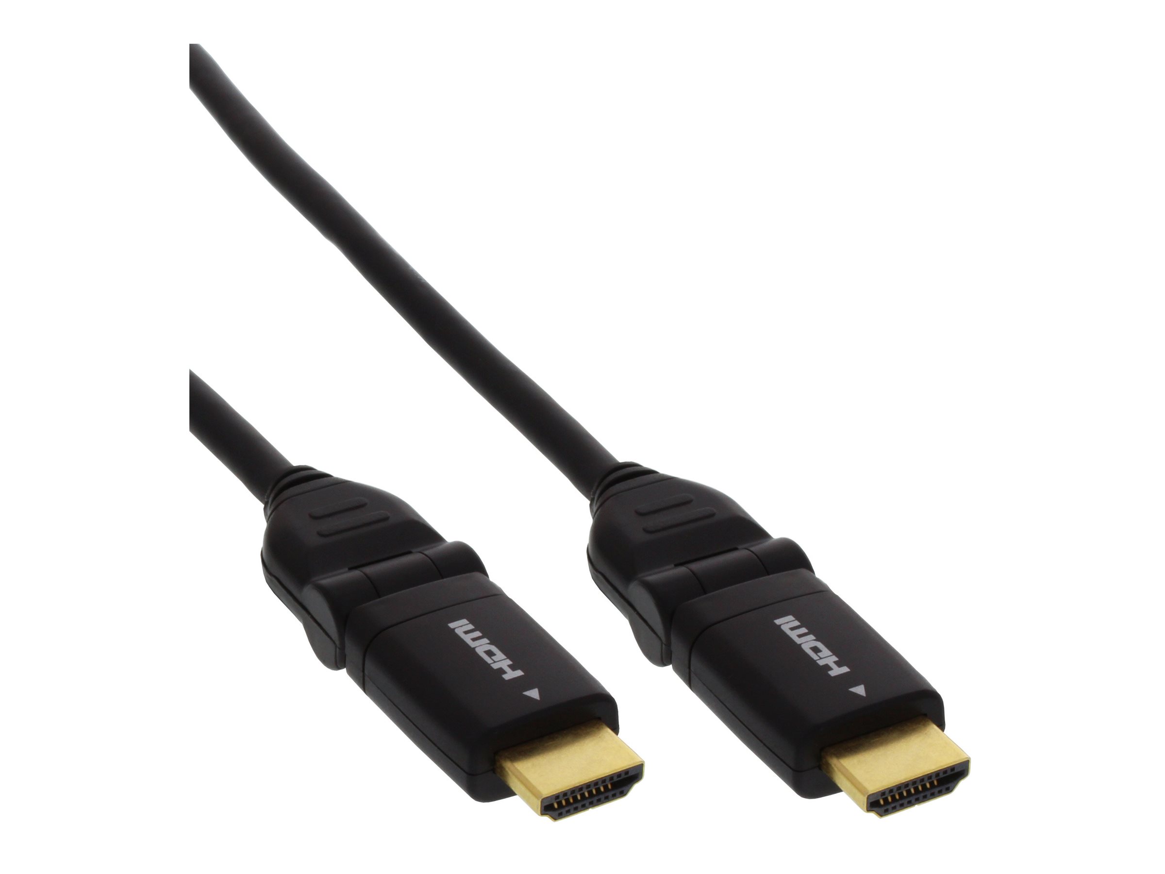 InLine High Speed HDMI-Kabel mit Ethernet, 180° Winkelstecker, 1,5 m, Schwarz