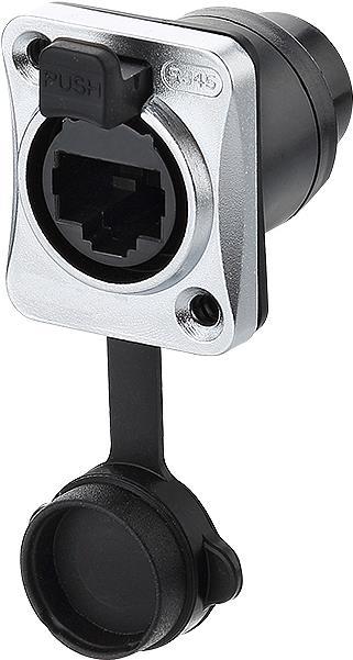 Industrie-Steckverbinder S6 - RJ45 Durchführungskupplung mit Klick Arretierung, RJ45 Buchse beidseit (IC06-R002)