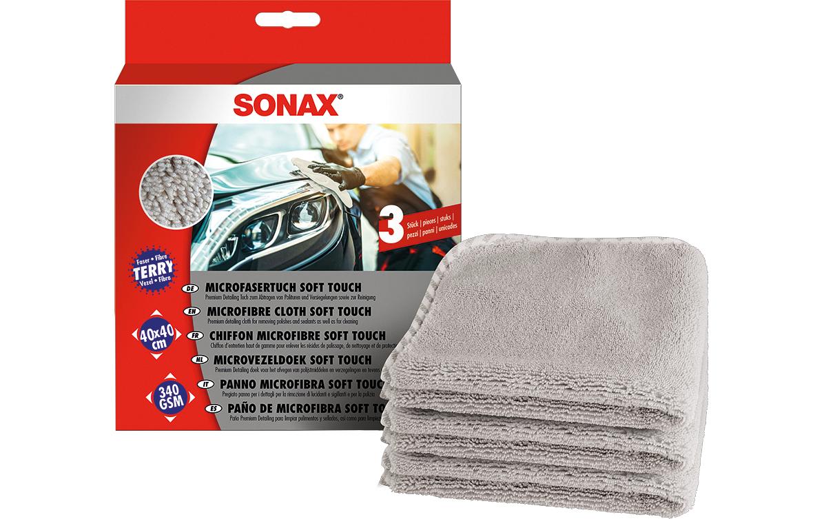 Sonax Mikrofasertuch soft touch 40 x 40 cm 3 Stück Grau