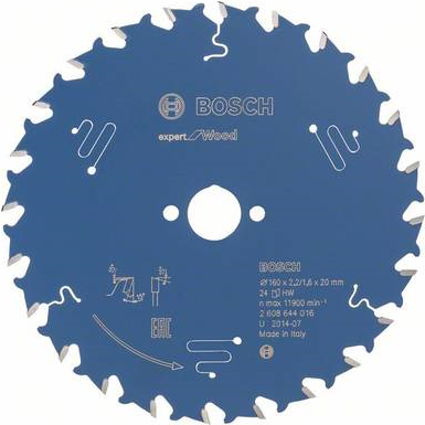 Bosch Kreissägeblatt Expert for Wood, 160 x 20 x 2,2 mm, 24 (2608644016)