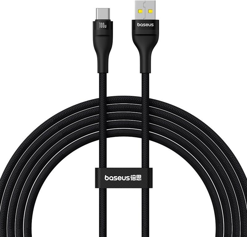 Baseus Flash 2 USB A auf USB C Schnellladekabel 2 m 100 W Schwarz (P10311804111-01)