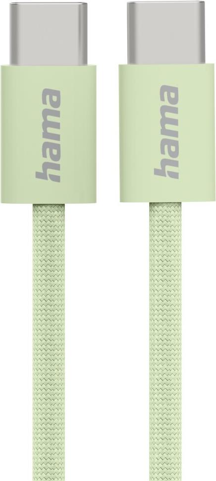 Hama Ladekabel Fabric, USB-C - USB-C, 1m, Nylon, Grün (00201726)