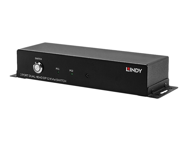 Lindy 39306 KVM-Switch Dual Head DisplayPort 1.2 2 Port 4K Schwarz