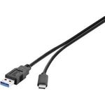 Renkforce USB 3.1 Anschlusskabel [1x USB 3.0 Stecker A - 1x USB-C™ Stecker] 1 m Schwarz UL-zertifiziert, vergoldete Steckkontakte (1460360)