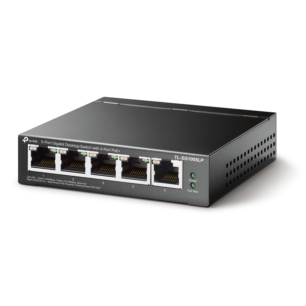 TP-Link TL-SG1005LP 5-Port Gigabit Switch 4× PoE+ 40 W Unmanaged Schwarz