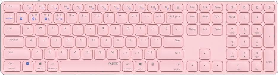 Rapoo E9800M Tastatur RF Wireless + Bluetooth QWERTZ Deutsch Pink (00220284)