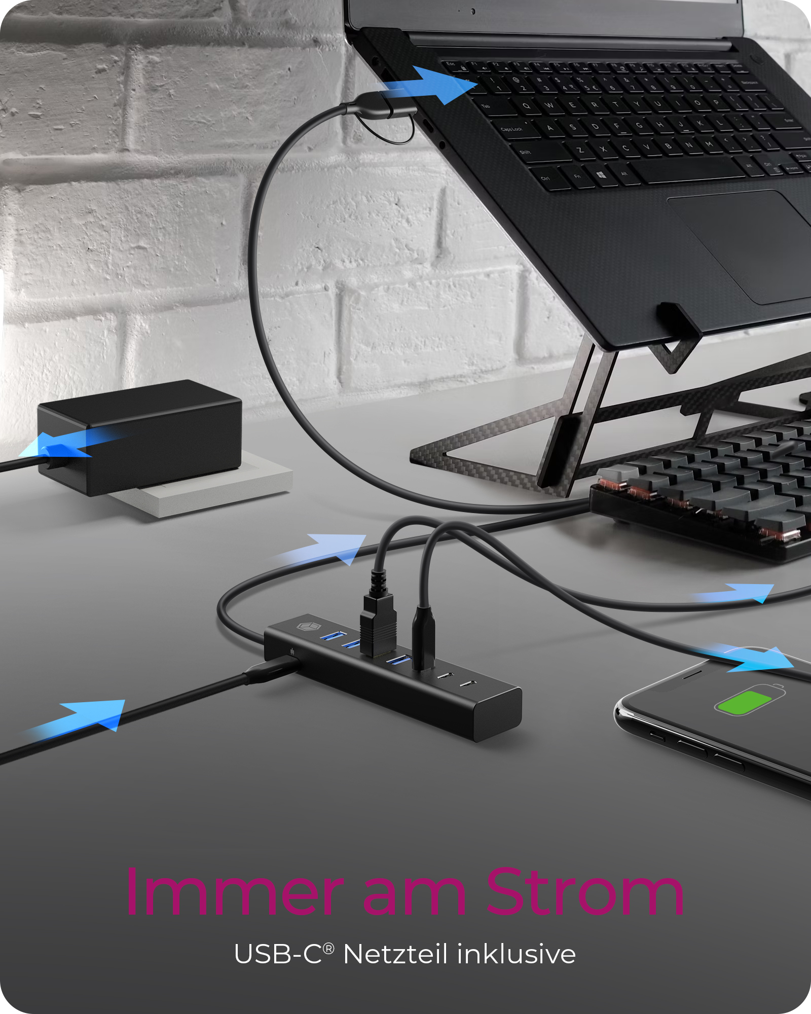 ICY BOX IB-HUB1737-C3 7-Port USB 3.2 Gen 1 Hub Schwarz