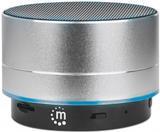 Manhattan Metallic Bluetooth Speaker (Clearance Pricing), Splashproof, Range 10m, microSD card reader, Aux 3,5mm connector, USB-A charging cable included (5V charging), Silver, Three Years Warranty (165327)