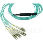 Kompatibles Fortinet FG-TRAN-QSFP-4XSFP-7.5 BlueOptics LWL Breakout Patchkabel, MPO/UPC, 4xDuplex LC/UPC, 7.5 Meter, Multimode G50/125µm, OM3, Markenfaser, 3.0mm LSZH aqua, 8 Kerne und MPO Stecker ohne Pins, inkl. Messprotokoll (FG-TRAN-QSFP-4XSFP-7.5-BO)