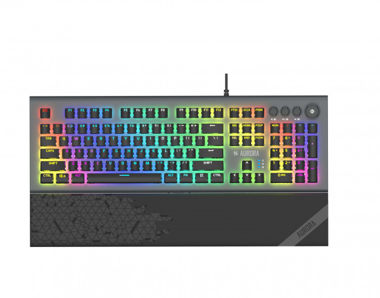 iBox Aurora K-5 Mechanische Tastatur RGB USB QWERTY Schwarz, Silber