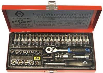 C.K Knarrensatz, metrisch, 39-teilig, aus Chrom-Vanadium Steckschlüsseleinsätze: 4-4,5-5-5,5-6-7-8-9-10-11-12-13-14mm (T4655)