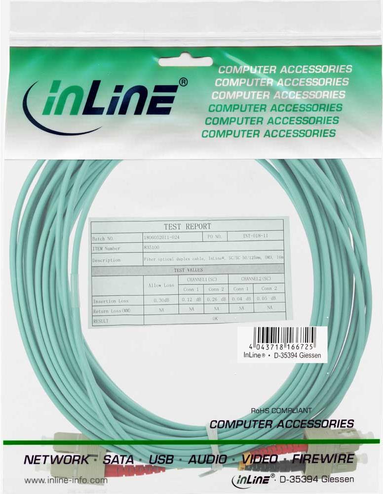 INLINE LWL Duplex Kabel, SC/SC, 50/125µm, OM3, 30m