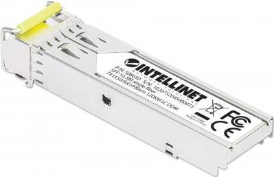 INTELLINET Gigabit SFP Mini-GBIC Transceiver WDM bidirektional für LWL-Kabel 1000Base-BX-D (LC) Singlemode-Port, 120 km, BiDi WDM (RX1490/TX1550), MSA-konform für maximale Kompatibilität, silber (508650)