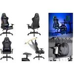 LogiLink Gaming-Stuhl, Kopf- & Lendenwirbelstütze, schwarz mit RGB-Beleuchtung, extra Aufbewarhungstasche unter dem - 1 Stück (EO0076)